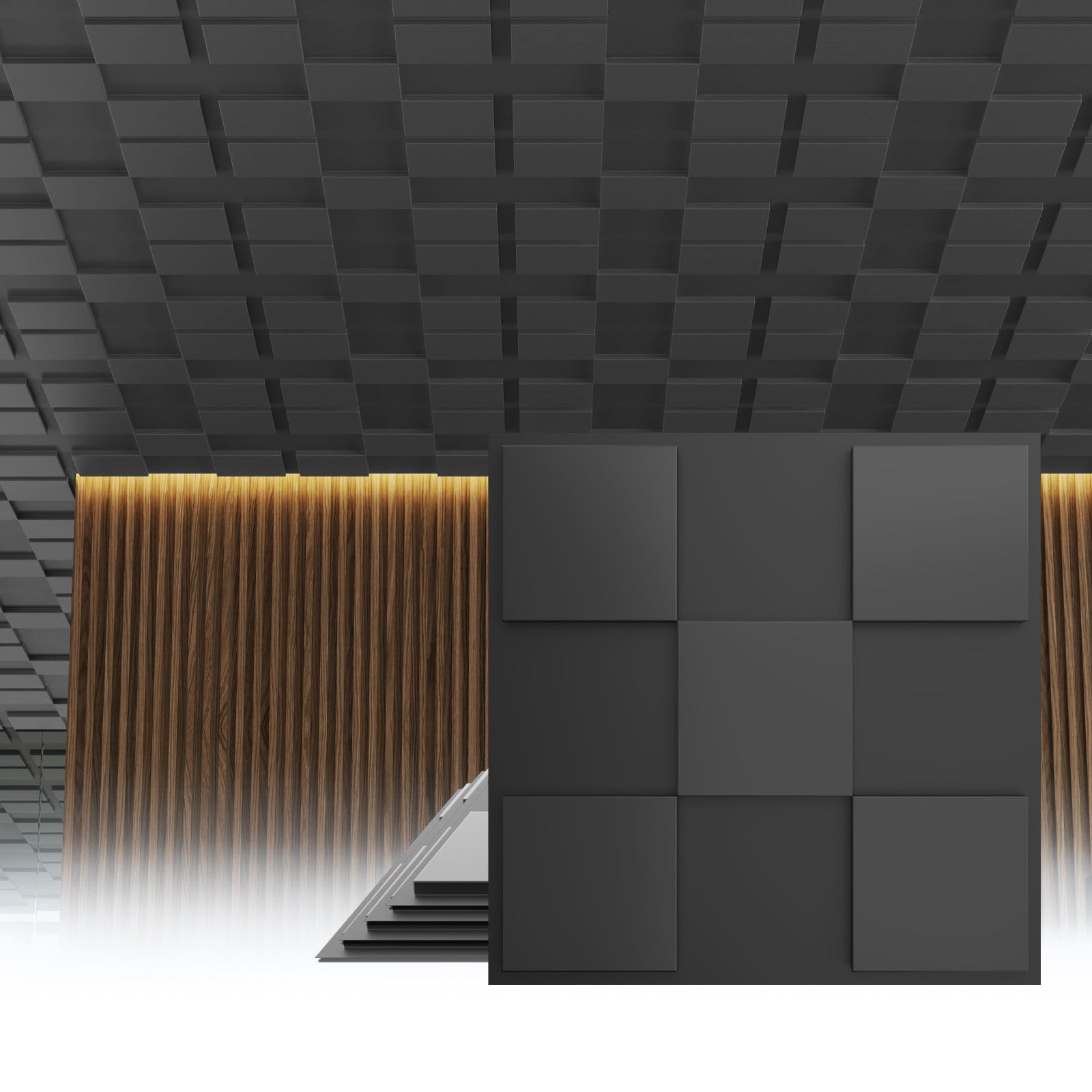 24 PCS 2x2FT Black Cross Shaped Block Tiles