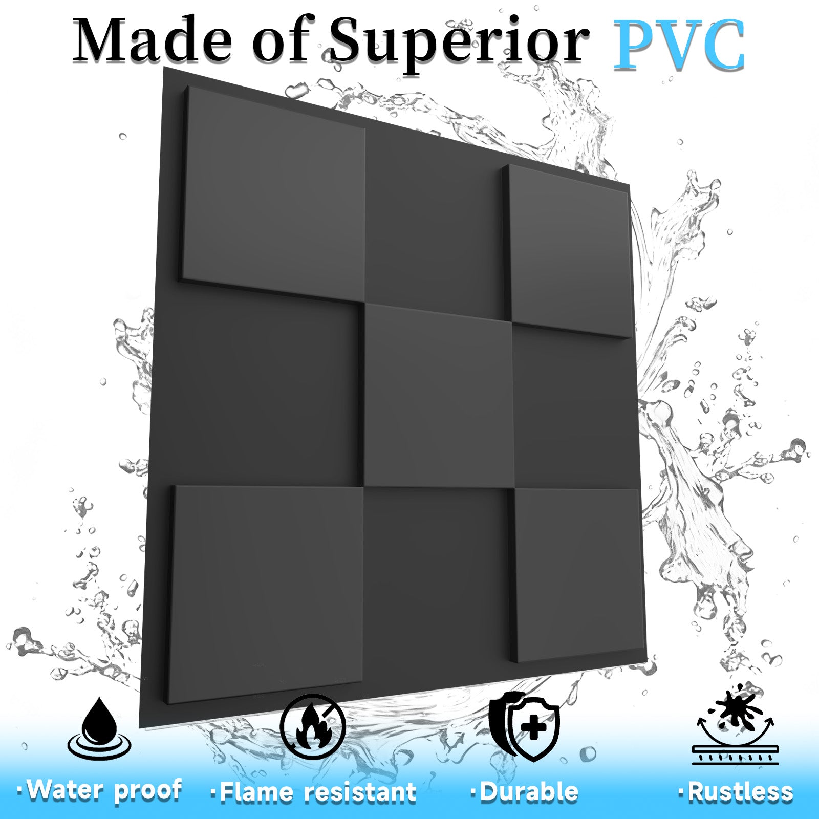 24 PCS 2x2FT Black Cross Shaped Block Tiles
