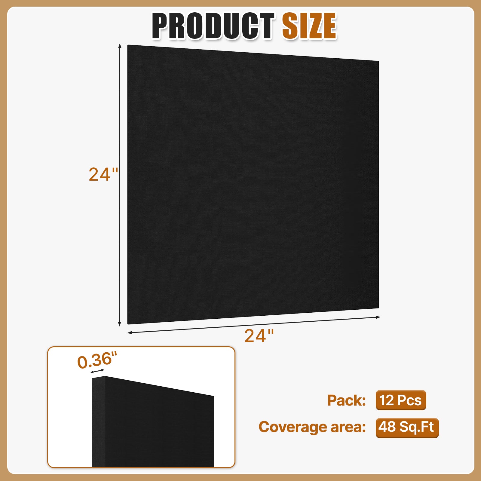 LooYee 6/12/24 PCS 2x2/2x4 Ft Polyester Fiber Black Acoustic Ceiling Tiles, Moisture-Proof Flame-Retardant, Cover 24/48/96/192 Sq.Ft
