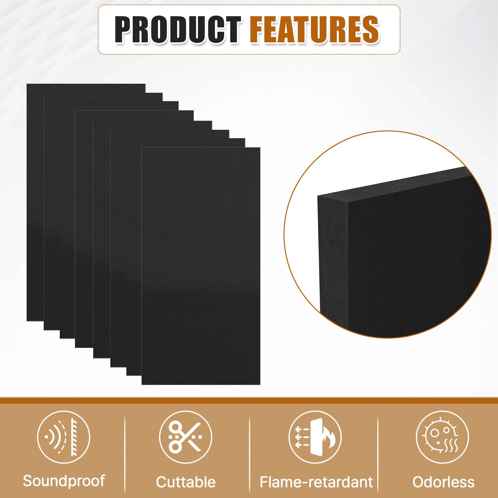 LooYee 6/12/24 PCS 2x2/2x4 Ft Polyester Fiber Black Acoustic Ceiling Tiles, Moisture-Proof Flame-Retardant, Cover 24/48/96/192 Sq.Ft