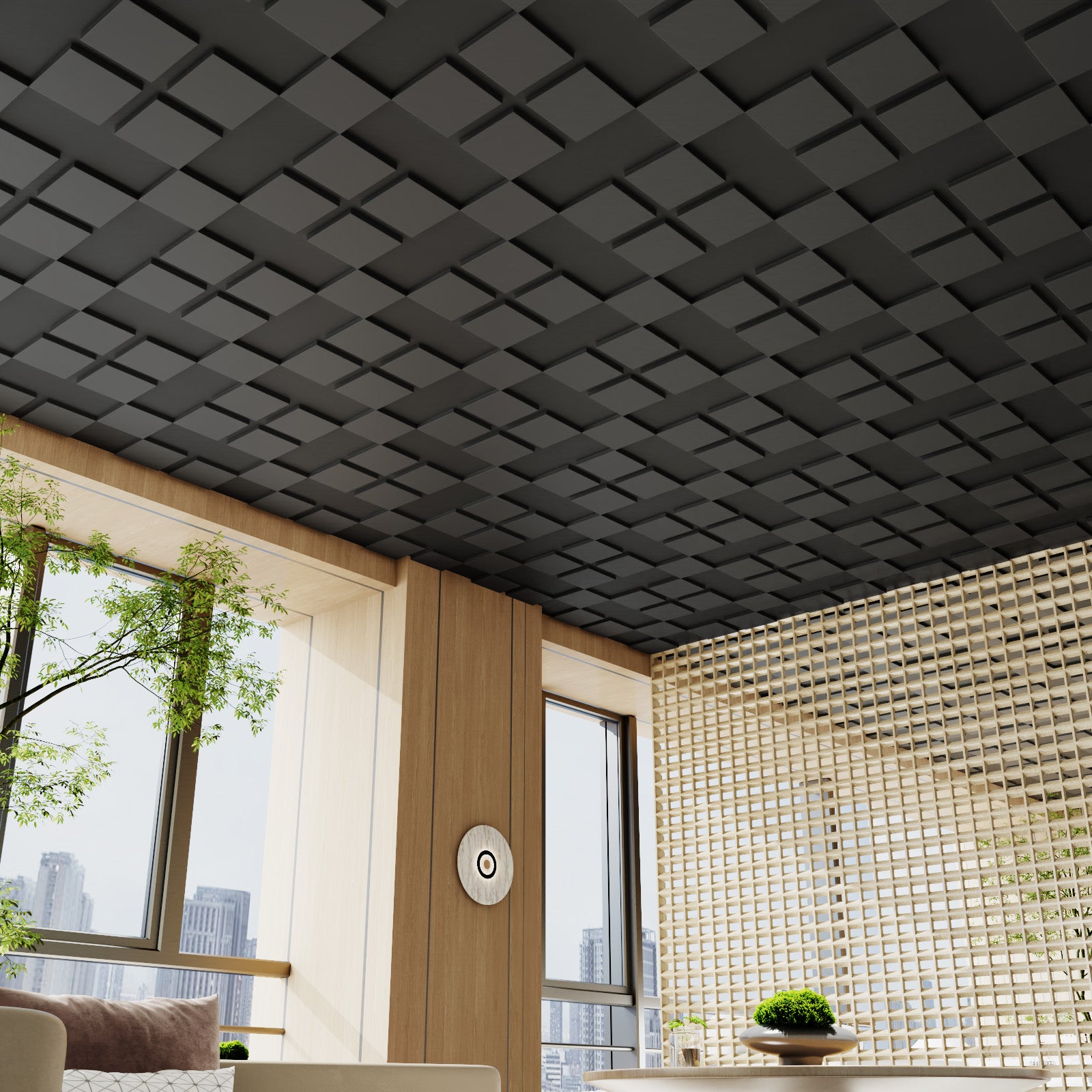 24 PCS 2x2FT Black Cross Shaped Block Tiles
