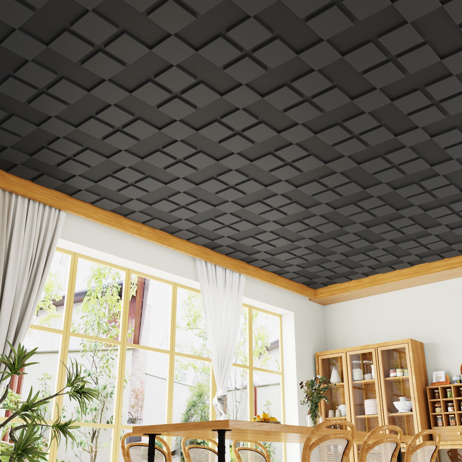 24 PCS 2x2FT Black Cross Shaped Block Tiles