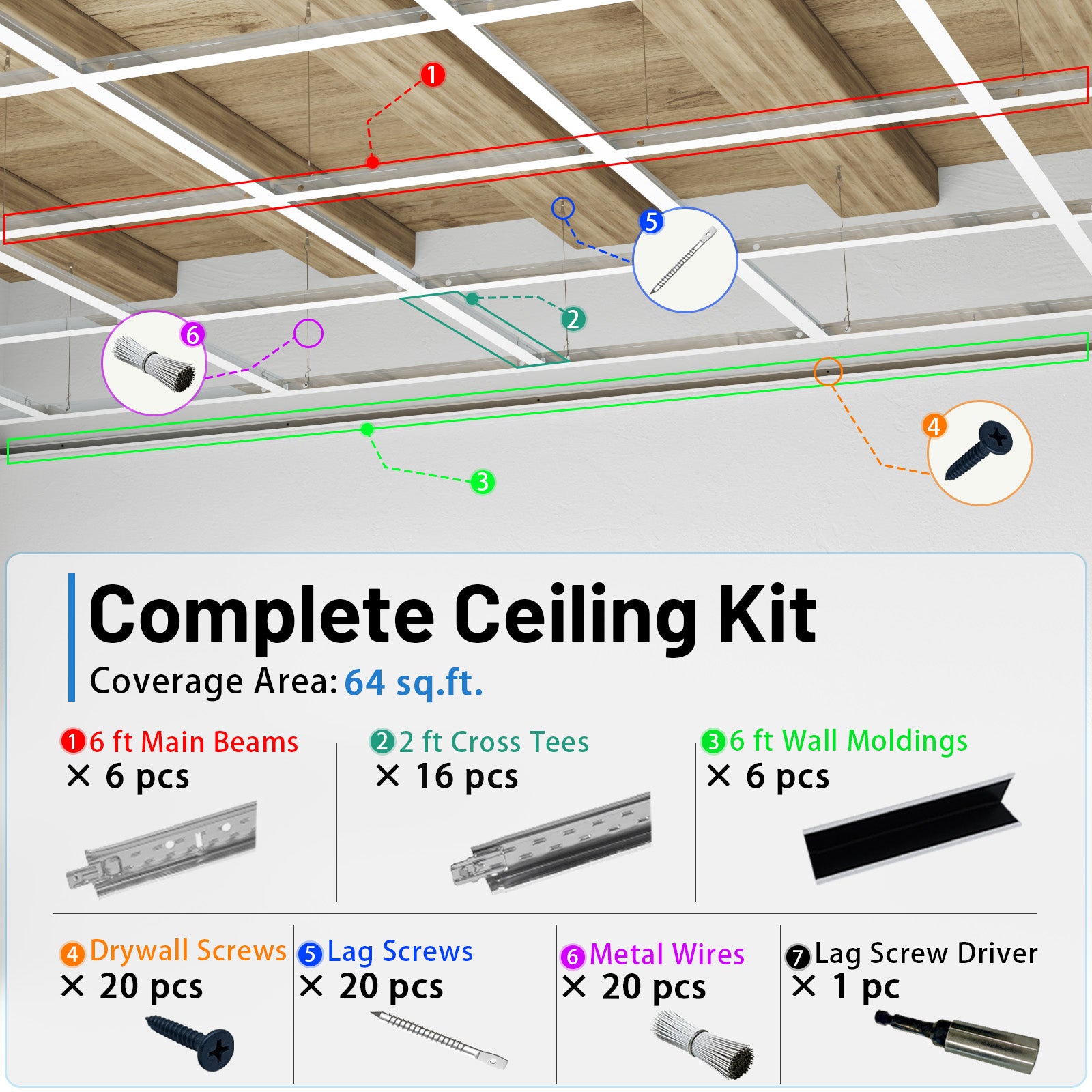 Complete Grid Kit White 64 Sq Ft