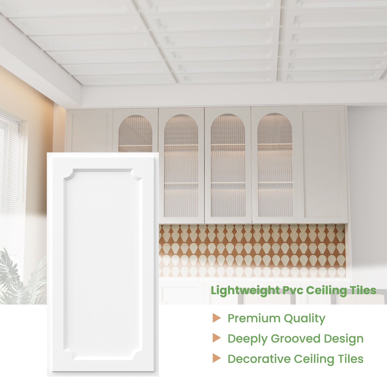 LooYee 24 PCS 2ft x 4ft Drop Ceiling Tiles, PVC Glue Up Ceiling Panel White, Waterproof, Washable and Fire-Rated - Reusable - High-Grade PVC to Prevent Breakage 192 Sq. Ft