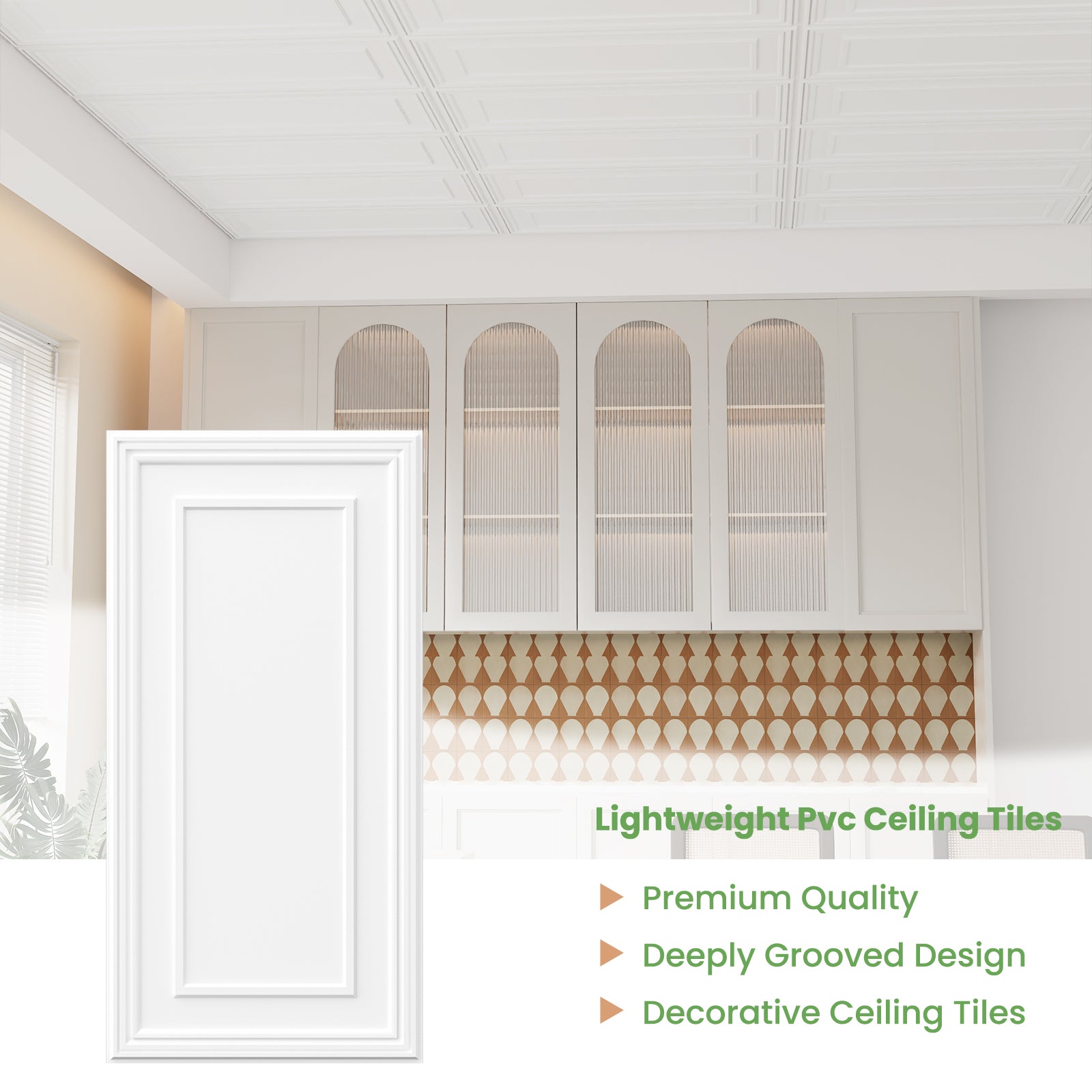 LooYee 24 PCS 2ft x 4ft Drop Ceiling Tiles, PVC Glue Up Ceiling Tiles, Waterproof  Washable and Fire-Rated Reusable High-Grade to Prevent Breakage Cover 192 Sq.Ft White