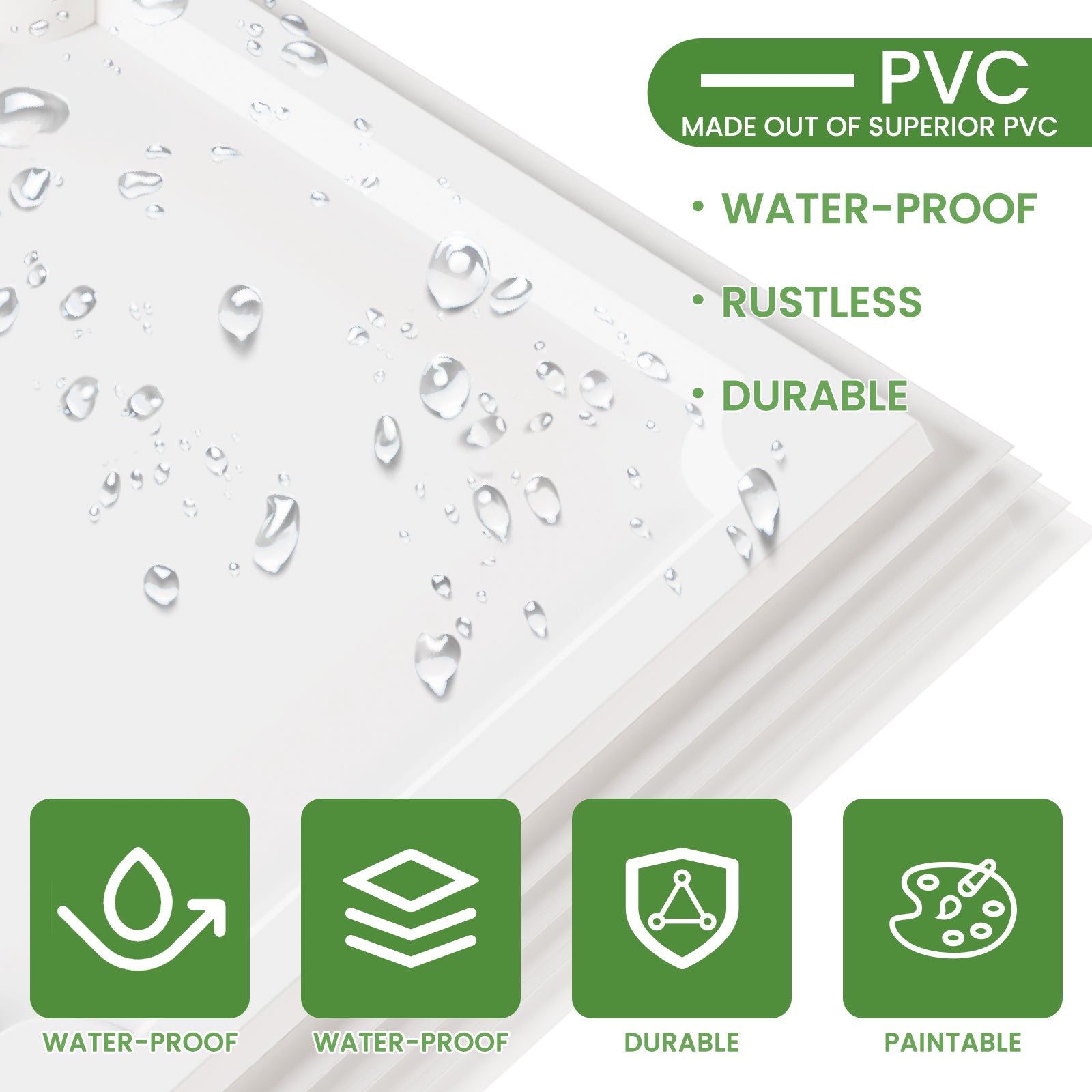 LooYee 24 PCS 2ft x 2ft Drop Ceiling Tiles, 24"x24" PVC Glue Up Ceiling Panel Waterproof Washable Fire-Rated Reusable Prevent Breakage Cover 96 Sq. Ft White