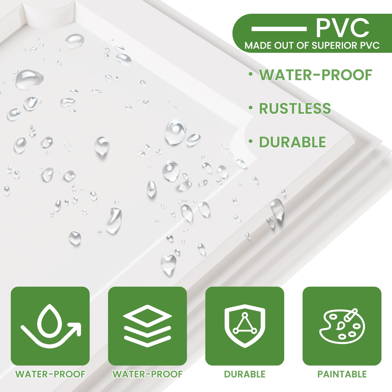 LooYee 24 PCS 2ft x 4ft Drop Ceiling Tiles, PVC Glue Up Ceiling Panel White, Waterproof, Washable and Fire-Rated - Reusable - High-Grade PVC to Prevent Breakage 192 Sq. Ft