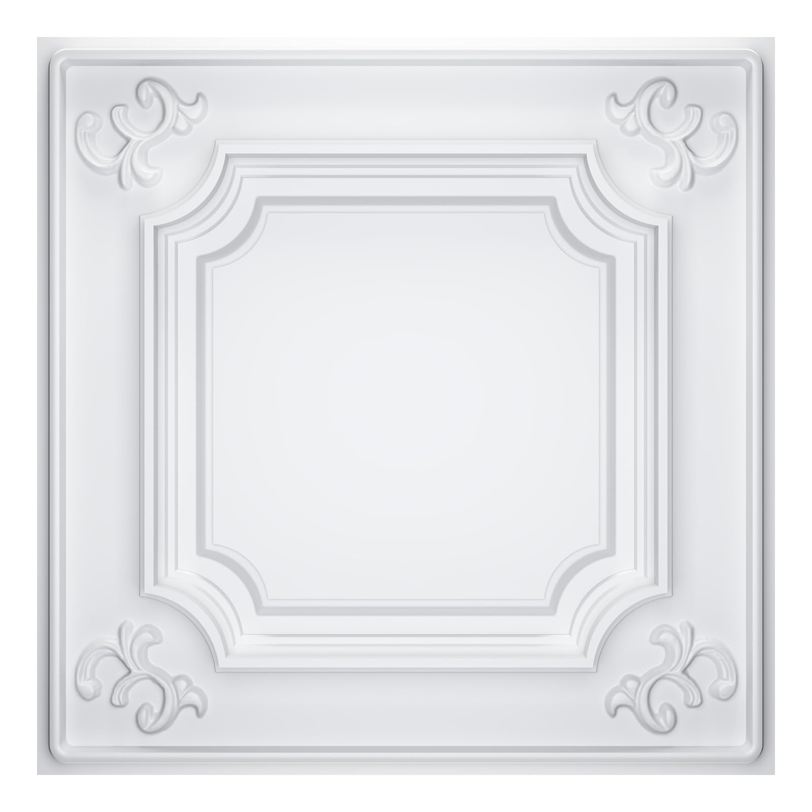 LooYee 24 PCS 2x2 FT PVC Black/White French Style Decorative Ceiling Tiles, Waterproof Washable, Cover 96 Sq.Ft
