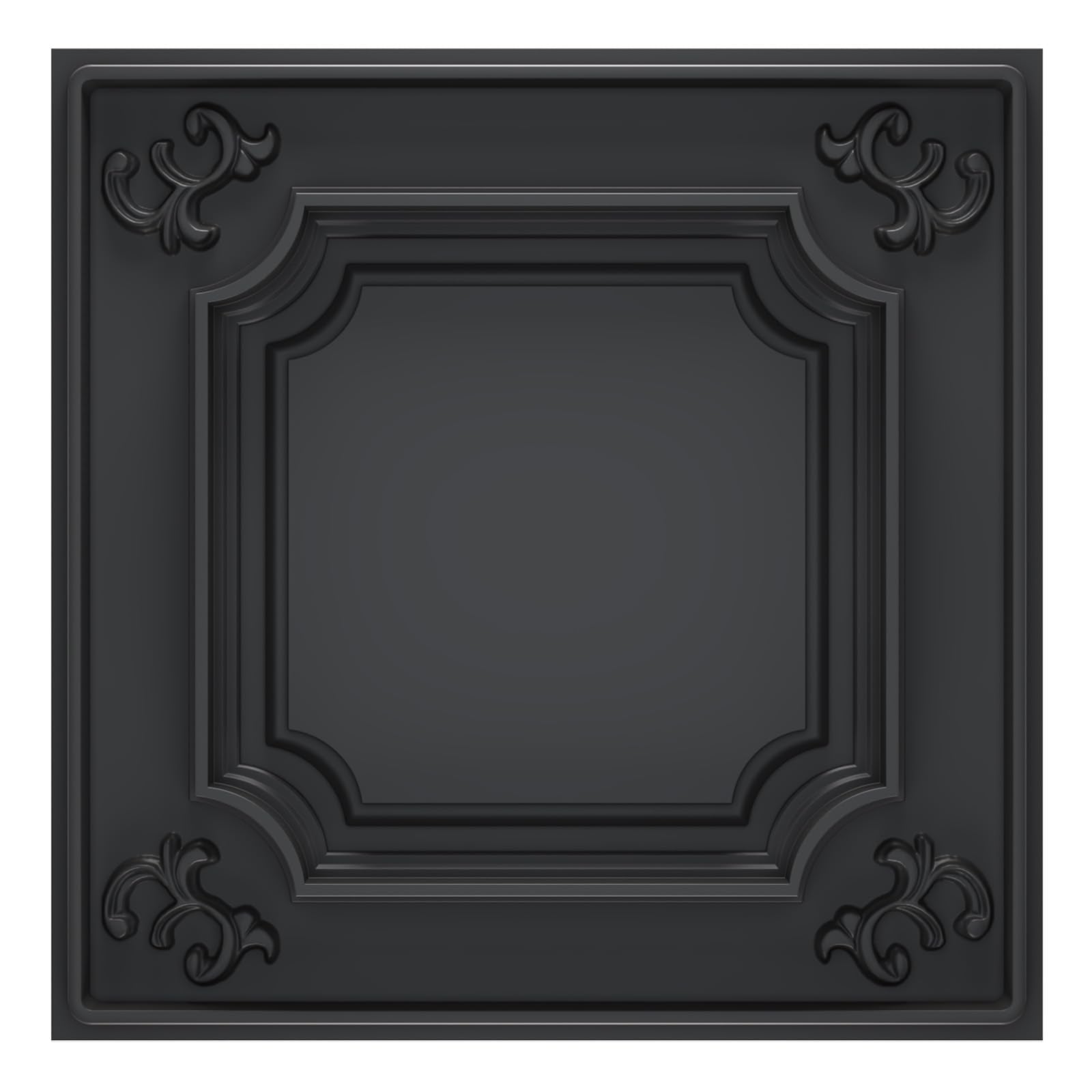 LooYee 24 PCS 2x2 FT PVC Black/White French Style Decorative Ceiling Tiles, Waterproof Washable, Cover 96 Sq.Ft