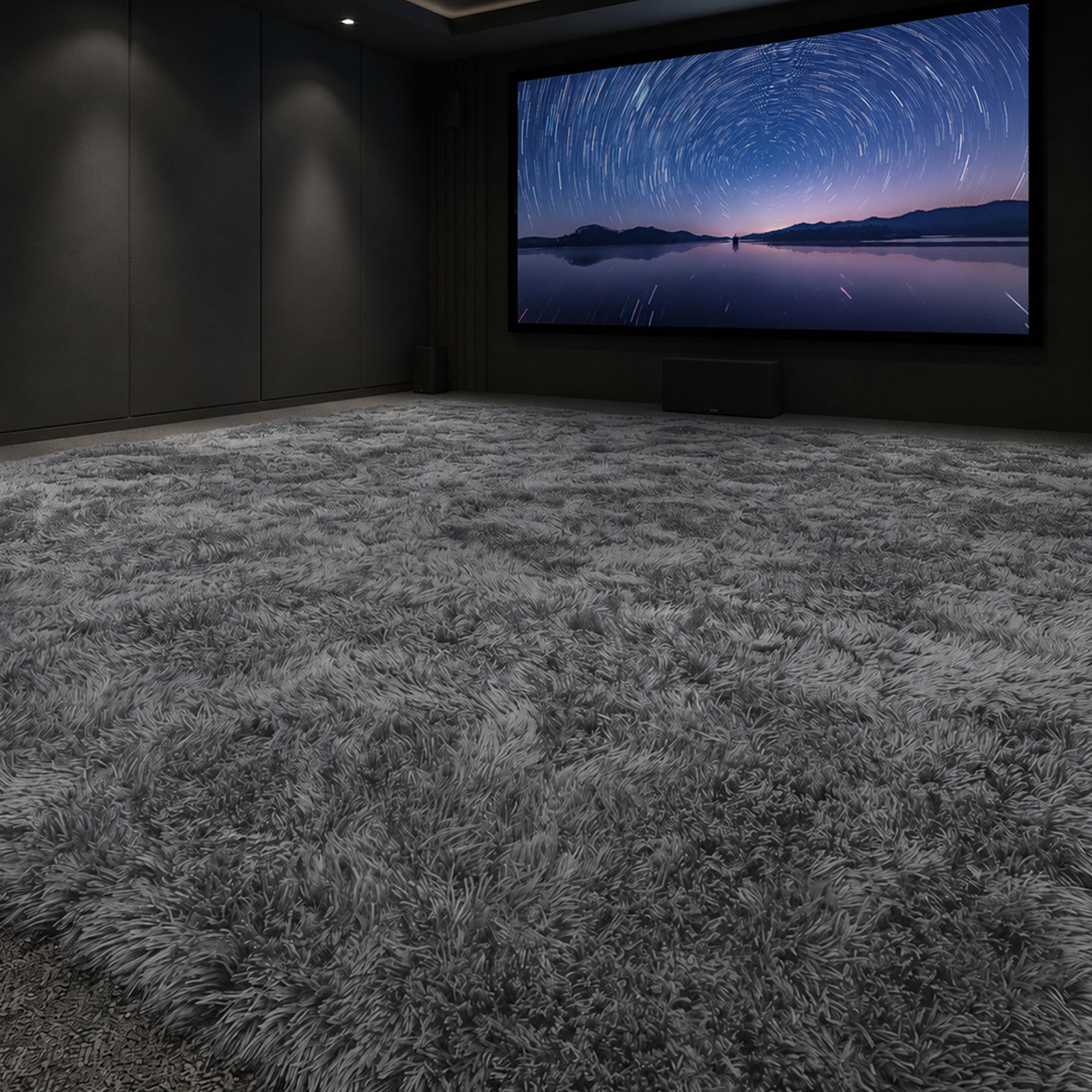 LooYee 8x10/9x12 FT Black and Grey Shag Area Rug, Non-Slip Non-Shedding Easy Clean