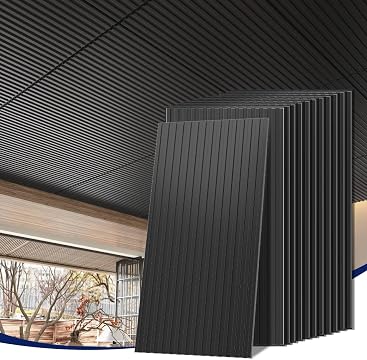LooYee 24 PCS 2x4 FT PVC Black Drop Ceiling Tiles, Waterproof Washable Fire‑Rated, Cover 192 Sq.Ft