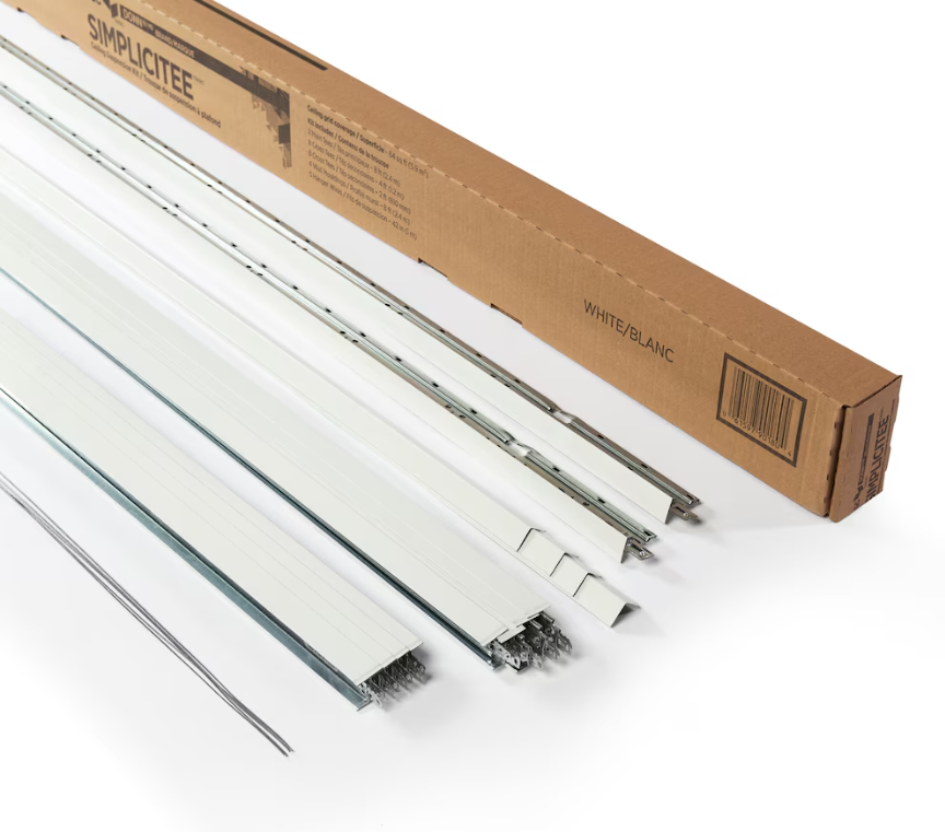 LooYee 64 Sq.Ft Drop Ceiling Grid System Complete Grid Kit White/Black