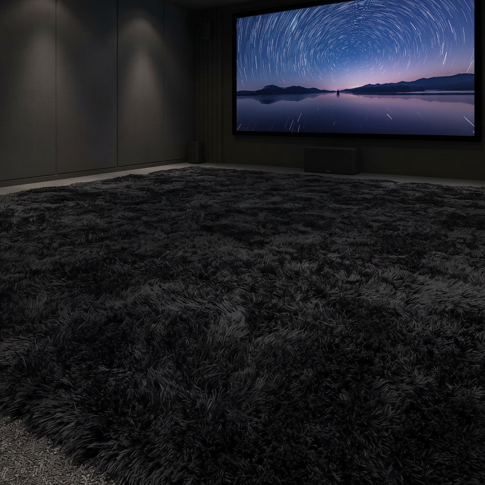 LooYee 8x10/9x12 FT Black and Grey Shag Area Rug, Non-Slip Non-Shedding Easy Clean