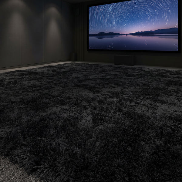 LooYee 8x10/9x12 FT Black and Grey Shag Area Rug, Non-Slip Non-Shedding Easy Clean