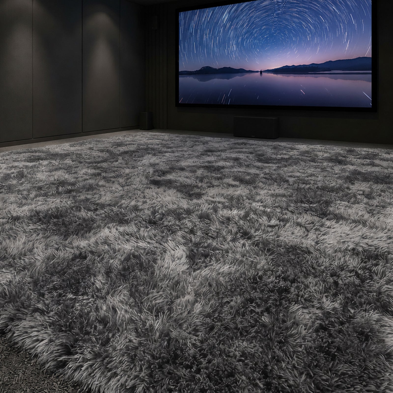 LooYee 8x10/9x12 FT Black and Grey Shag Area Rug, Non-Slip Non-Shedding Easy Clean