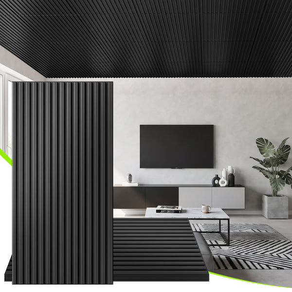 LooYee 24/6 PCS 2x4 FT PVC Black/White Drop Ceiling Tiles, Waterproof Washable Fire‑Rated, Cover 192 Sq.Ft