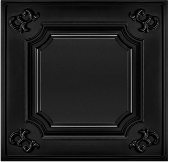LooYee 24 PCS 2x2 FT PVC Black/White French Style Decorative Ceiling Tiles, Waterproof Washable, Cover 96 Sq.Ft