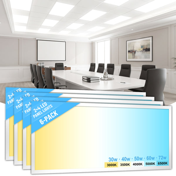 LooYee 6 Pack 2x4 FT Surface Mount Led Flat Panel  0-10V Dimmable