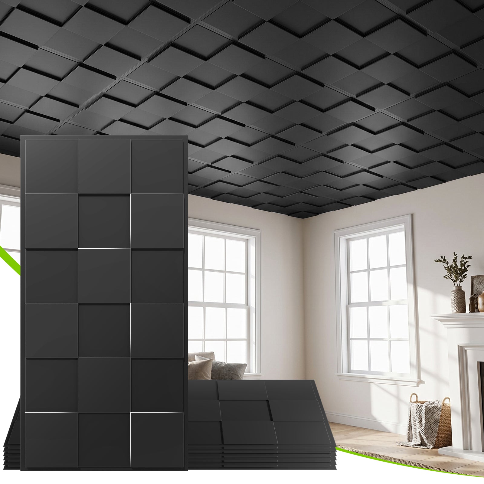 LooYee 24 PCS 2x4 FT PVC Multi-style 3D Decorative Ceiling Tiles