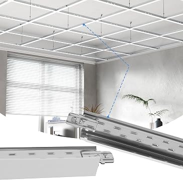 LooYee 10 PCS 48 Inch Galvanized Steel White Cross Tee Drop Ceiling Grid System