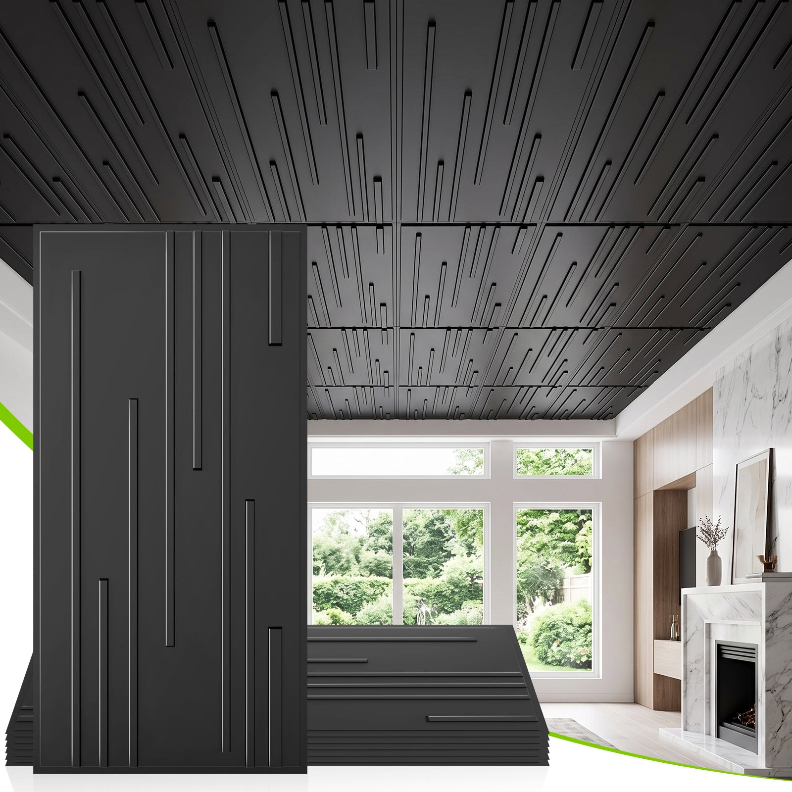 LooYee 24 PCS 2x4 FT PVC Multi-style 3D Decorative Ceiling Tiles