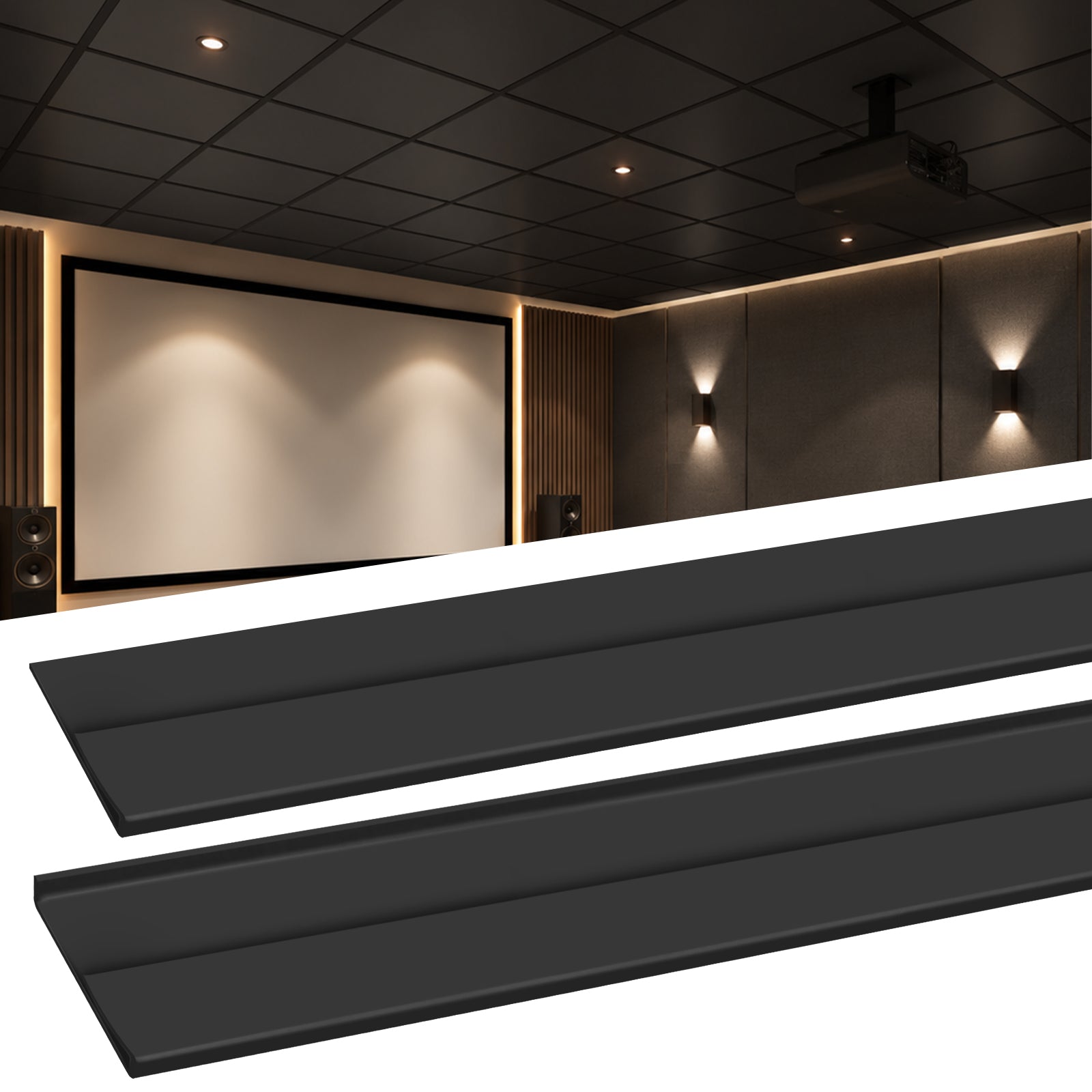 LooYee 20 PCS / 96 Sq.Ft PVC Black/White Snap-On T-Bar Ceiling Grid Covers, Easy Install Durable Wear-Resistant, for Main & Wall Grids