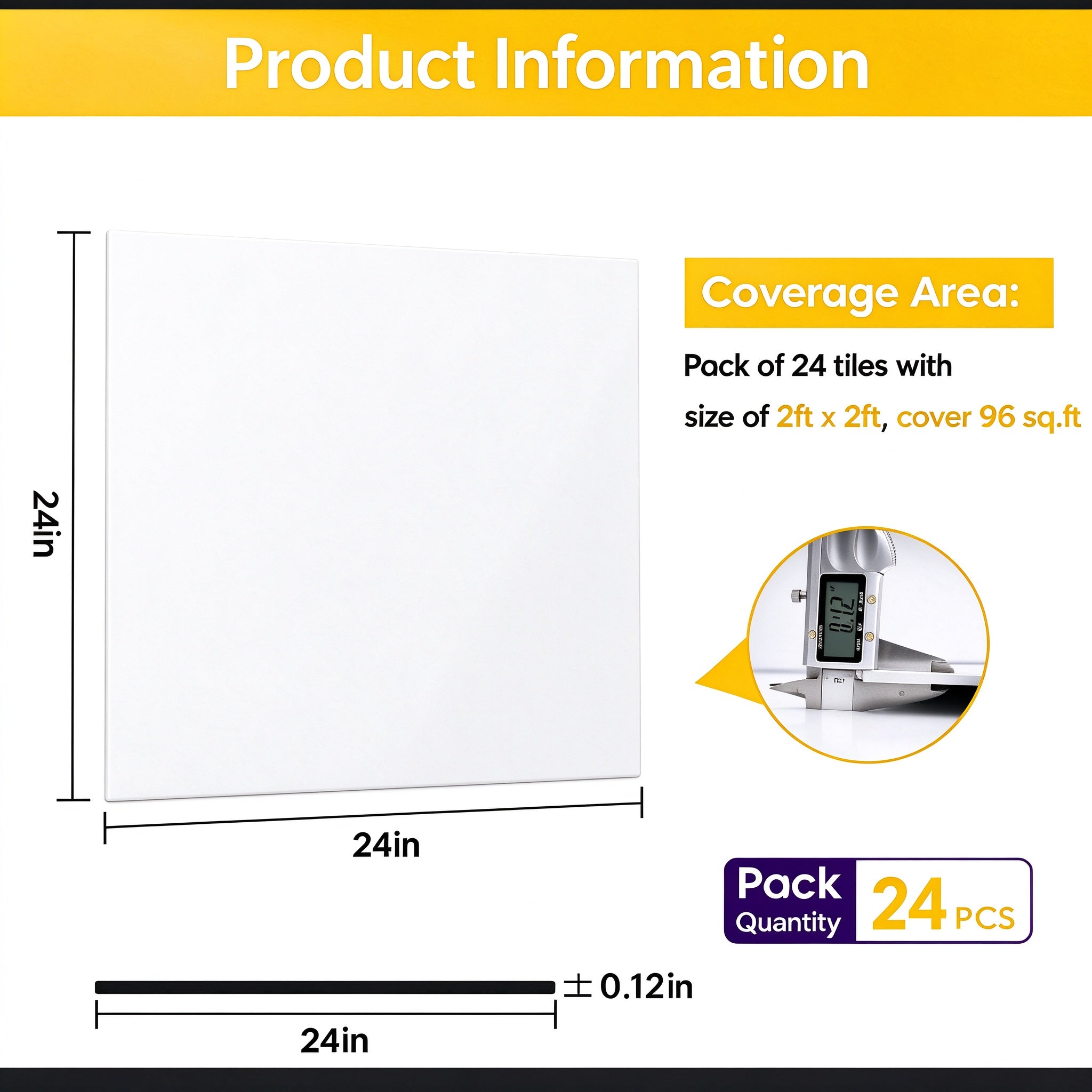 LooYee 24/20/12 PCS 2x2/2x4 FT PVC White/Black Smooth Drop Ceiling Tiles, Waterproof Fire-Rated Reusable, Cover 160/96 Sq.Ft