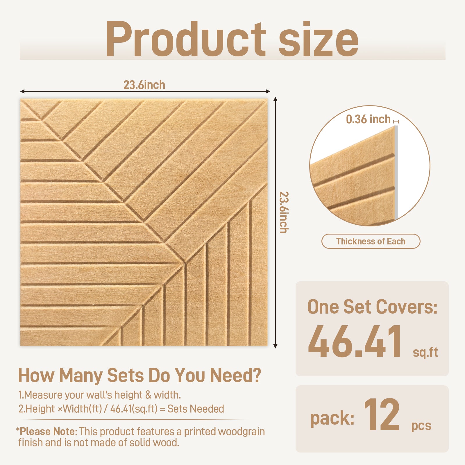 LooYee 12 Pack Peel and Stick Acoustic Wall Panels Polyester Fiber