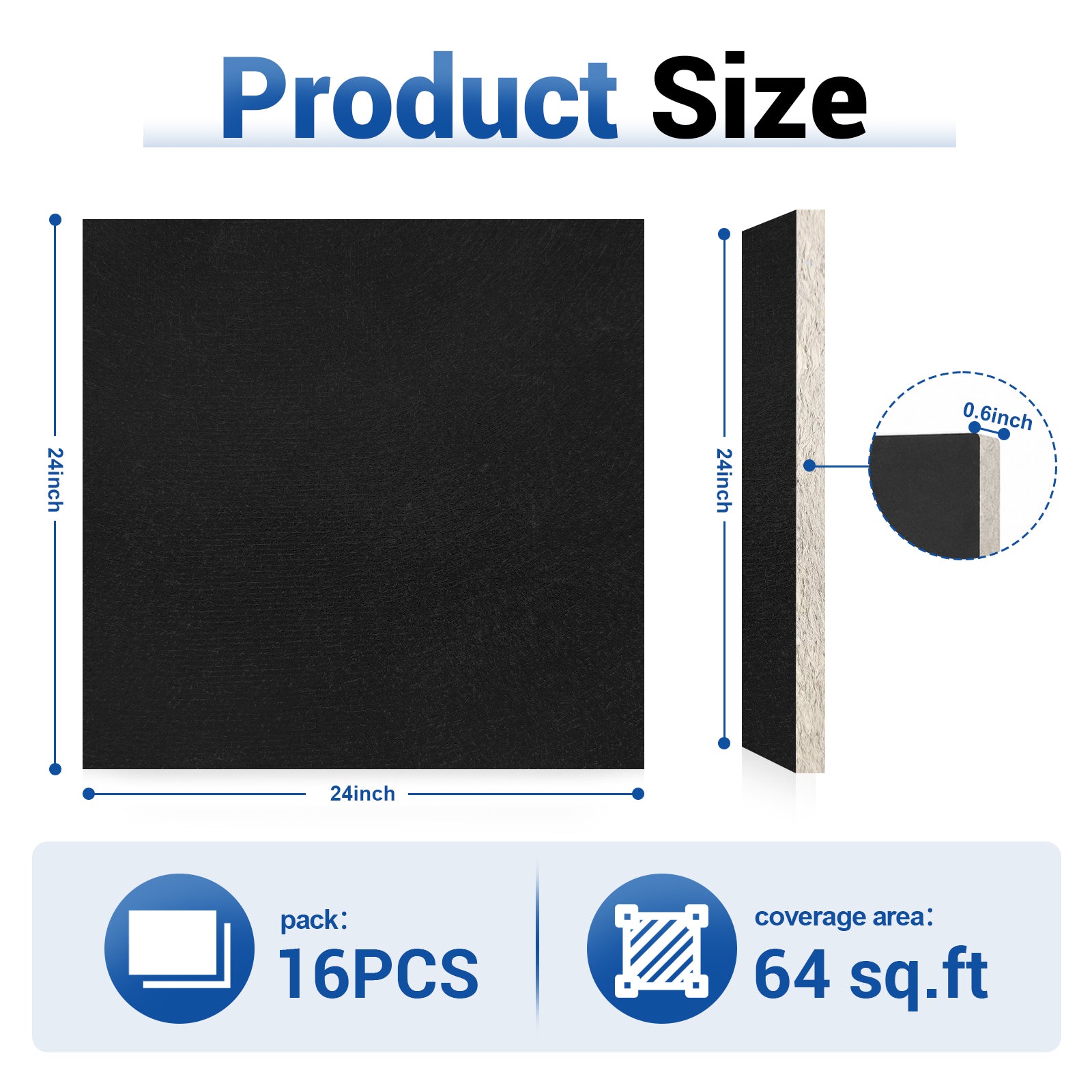 LooYee 10/16 PCS 2x4/2x2 FT Mineral Fiber White/Black Acoustic Ceiling Tiles