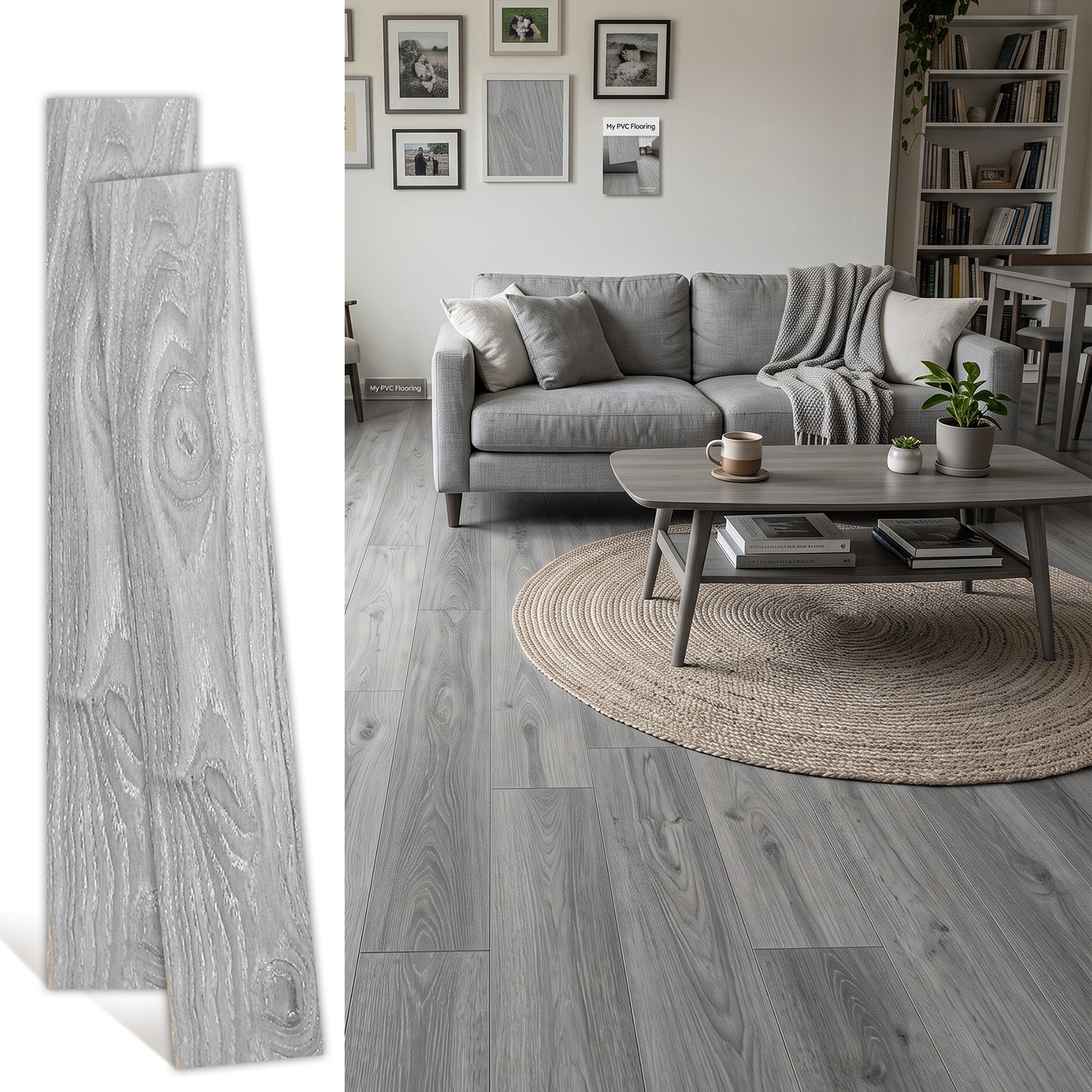 LooYee 48 PCS 6 x 36 Inch PVC Peel and Stick Vinyl Floor Planks, Waterproof Wear‑Resistant Easy DIY Installation, Cover 72 Sq.Ft