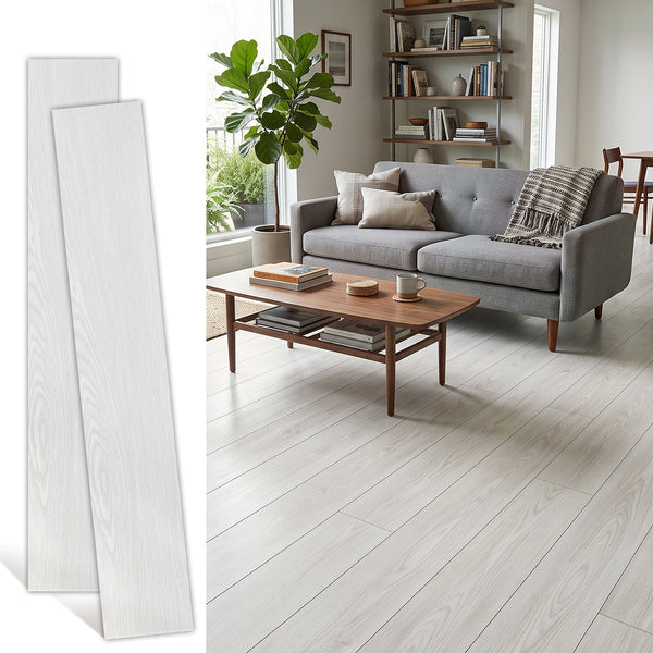 LooYee 48 PCS 6 x 36 Inch PVC Peel and Stick Vinyl Floor Planks, Waterproof Wear‑Resistant Easy DIY Installation, Cover 72 Sq.Ft