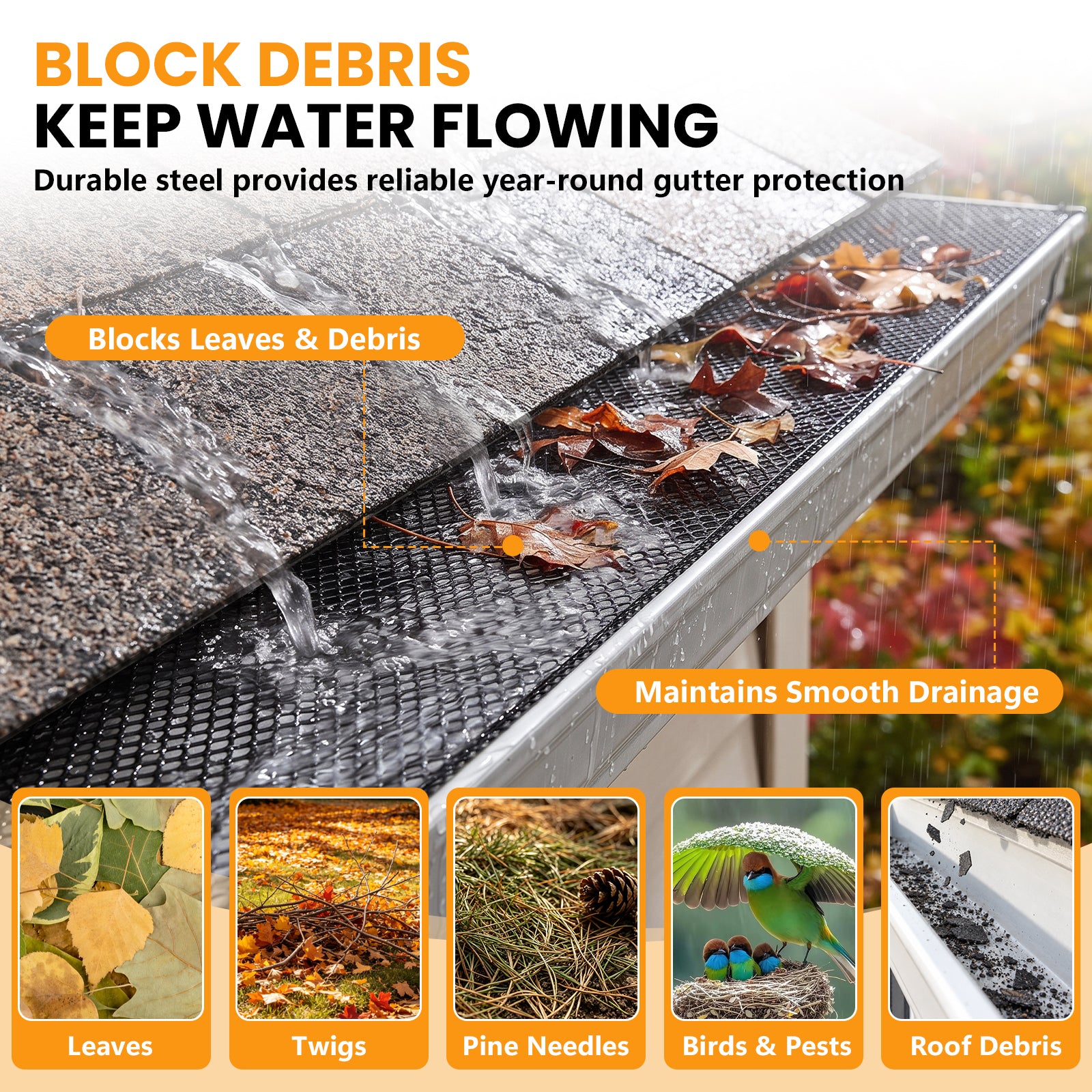 LooYee Lock-In Gutter Guard 70 PCS 6” x 210 FT Black No Drill Gutter Screen