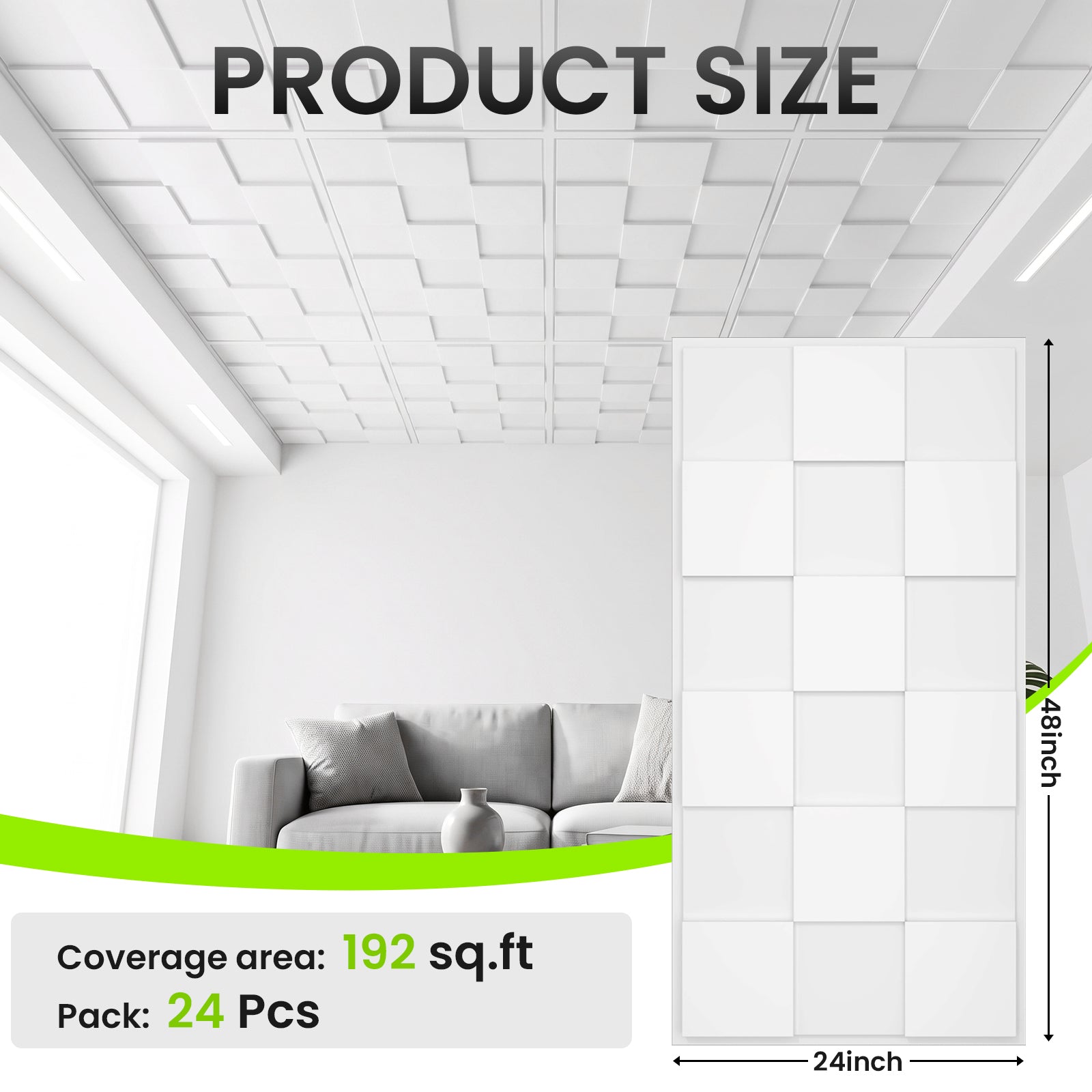 LooYee 24 PCS 2x4 FT PVC Multi-style 3D Decorative Ceiling Tiles