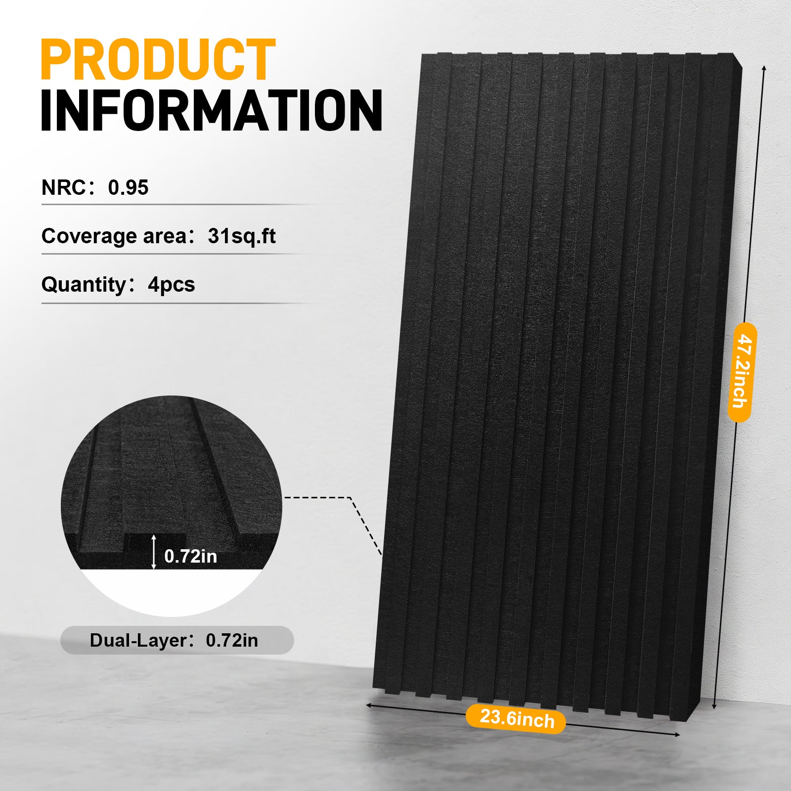 LooYee 4/8/10/12/20 PCS 2x4 FT Self-Adhesive Acoustic Wall Panels, Single & Dual-Layer Options, Reduce Echo Easy DIY Installation