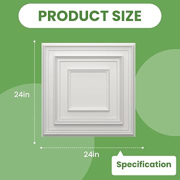 LooYee 24 PCS 2x2 FT PVC White 3D Decorative Drop Ceiling Tiles, Waterproof Washable, Cover 96 Sq.Ft