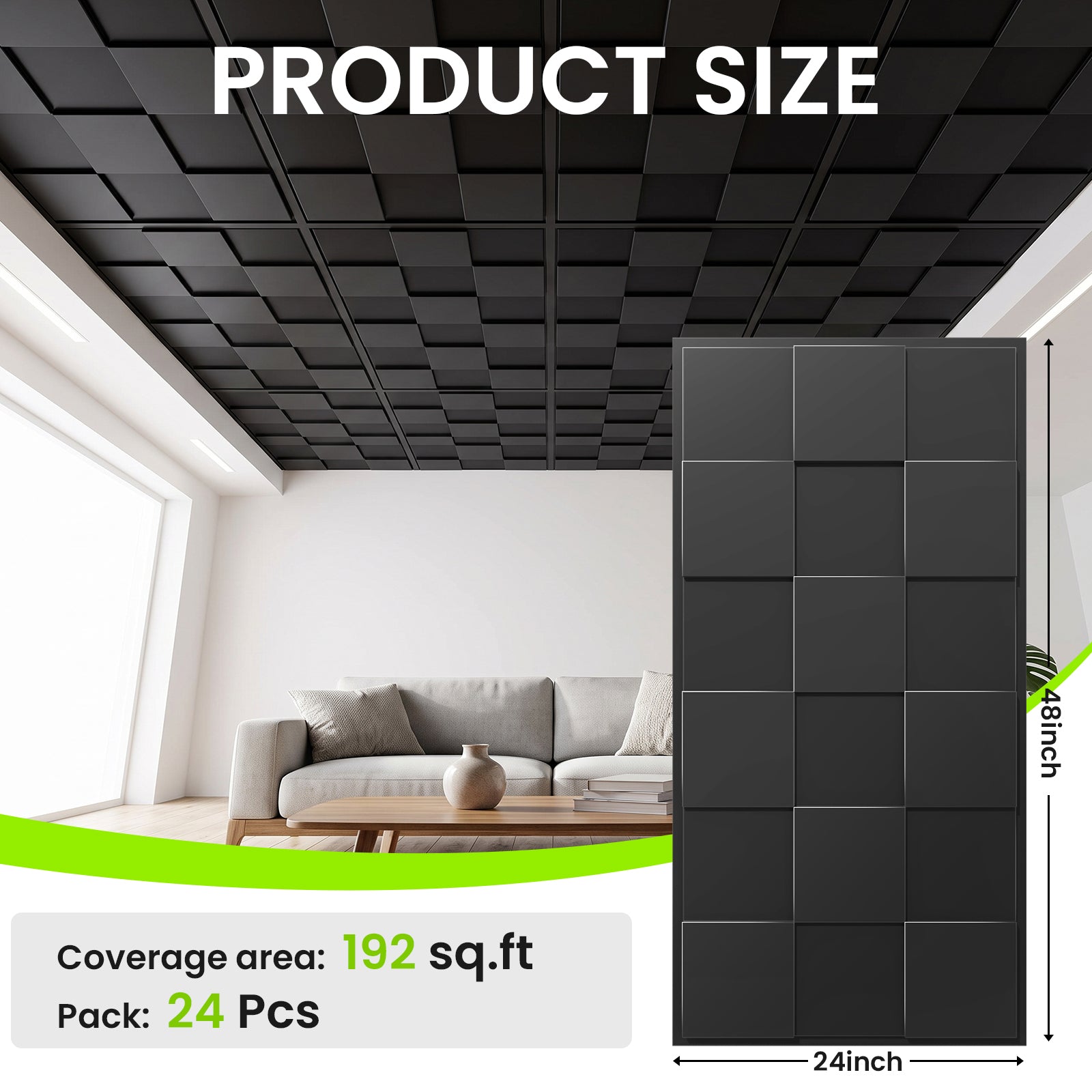 LooYee 24 PCS 2x4 FT PVC Multi-style 3D Decorative Ceiling Tiles