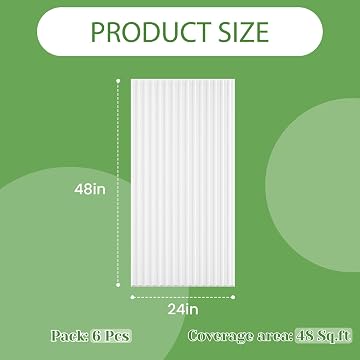 LooYee 6 PCS 2x4 FT PVC White Fluted Slat Ceiling Tiles, Waterproof, Cover 48 Sq.Ft