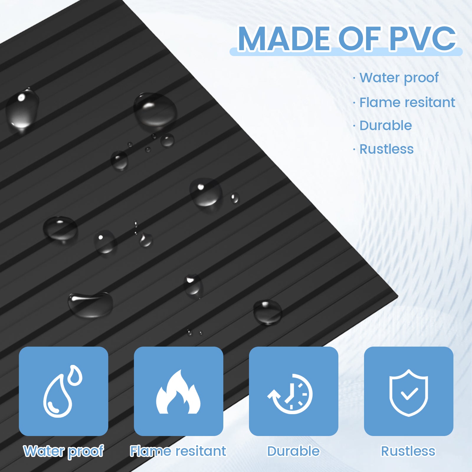 LooYee 24 PCS 19.7" x 19.7" Slat Wall Panel, 3D Fluted Textured Panel. - Black (64 sq. ft./Box)