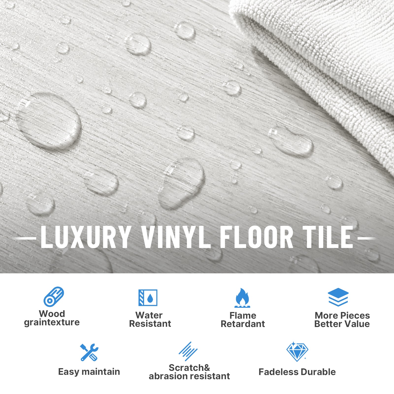 LooYee 48 PCS 6 x 36 Inch PVC Peel and Stick Vinyl Floor Planks, Waterproof Wear‑Resistant Easy DIY Installation, Cover 72 Sq.Ft
