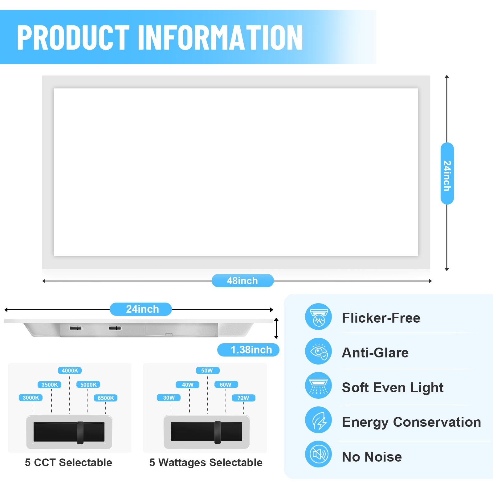 LooYee 6 Pack 2x4 FT Surface Mount Led Flat Panel  0-10V Dimmable