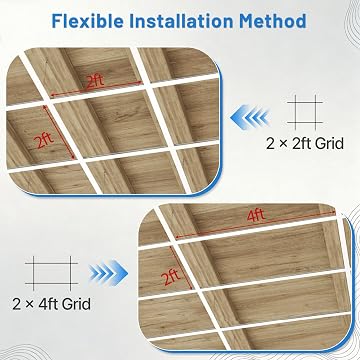 LooYee 64 Sq.Ft Drop Ceiling Grid System Complete Grid Kit White/Black