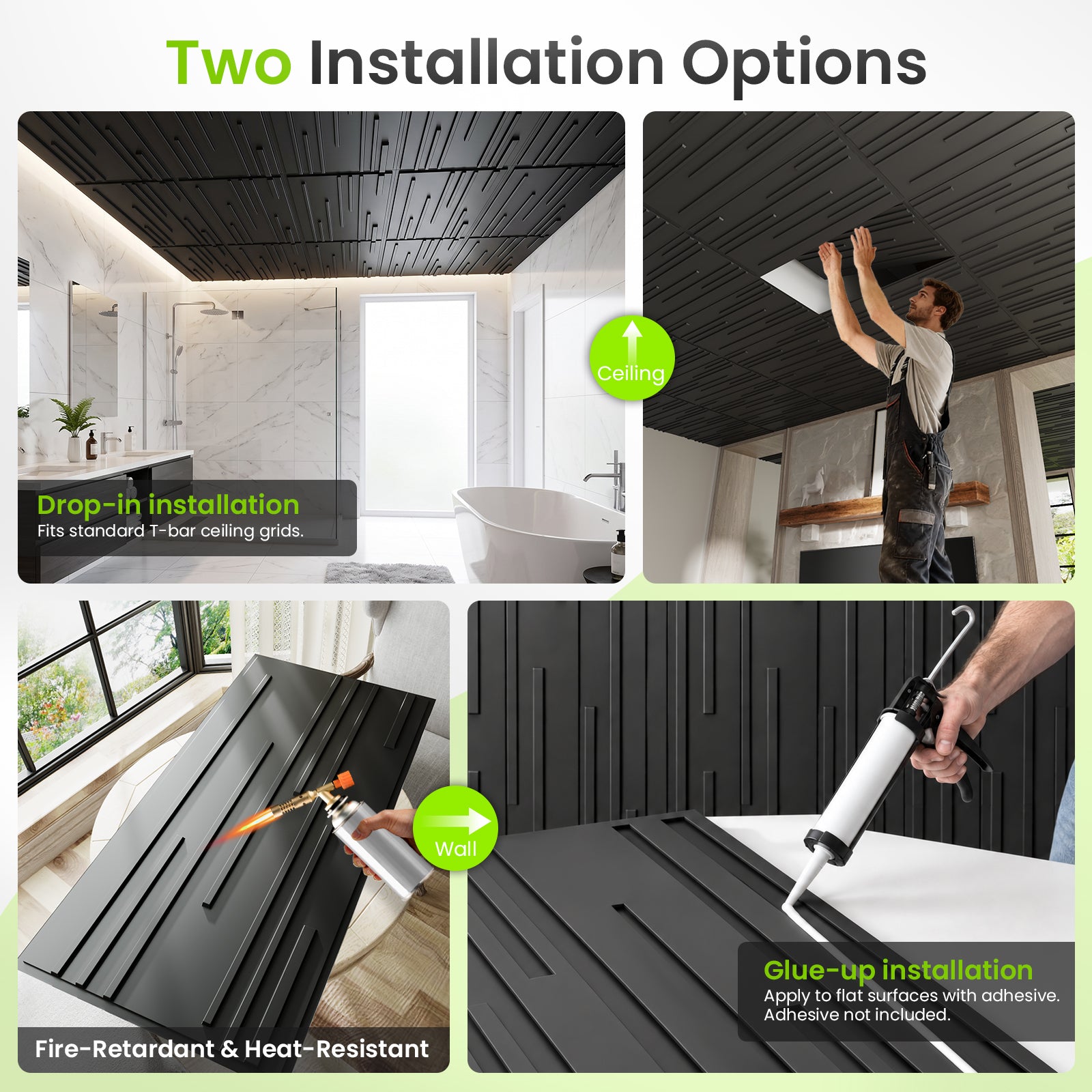 LooYee 24 PCS 2x4 FT PVC Multi-style 3D Decorative Ceiling Tiles