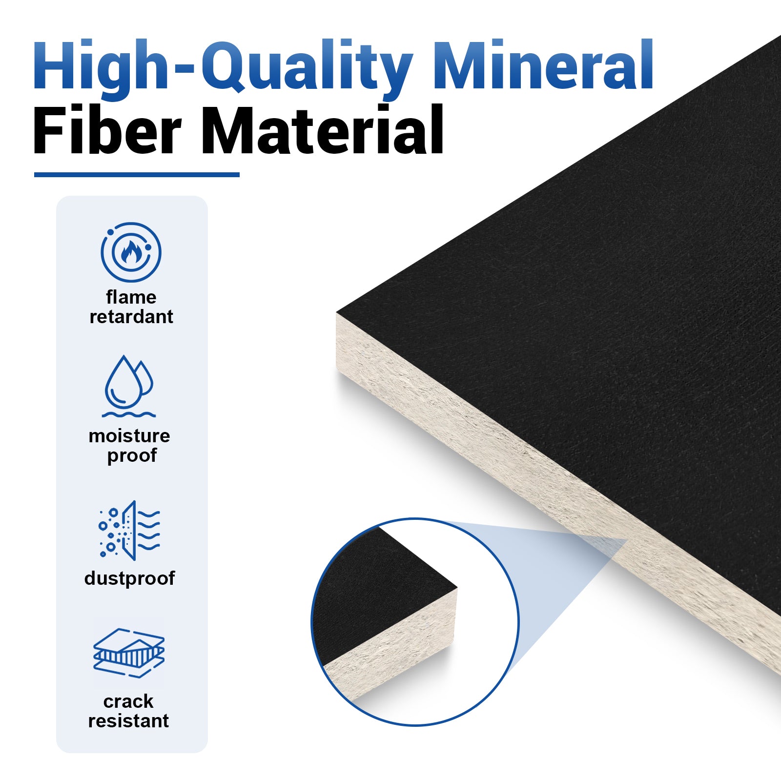 LooYee 10/16 PCS 2x4/2x2 FT Mineral Fiber White/Black Acoustic Ceiling Tiles