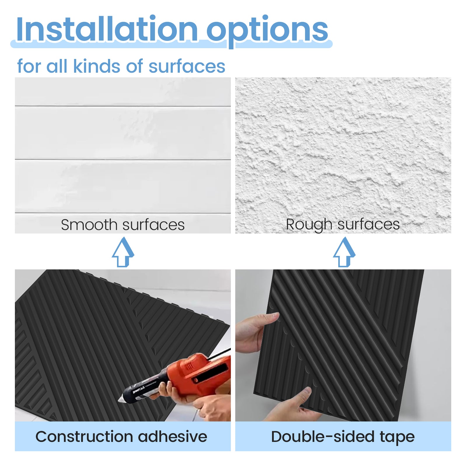 LooYee 24 PCS 19.7" x 19.7" 3D Wall Panel for Interior Wall Décor in Black, Wall Decor PVC Panel, Textured Accent Wall Panel