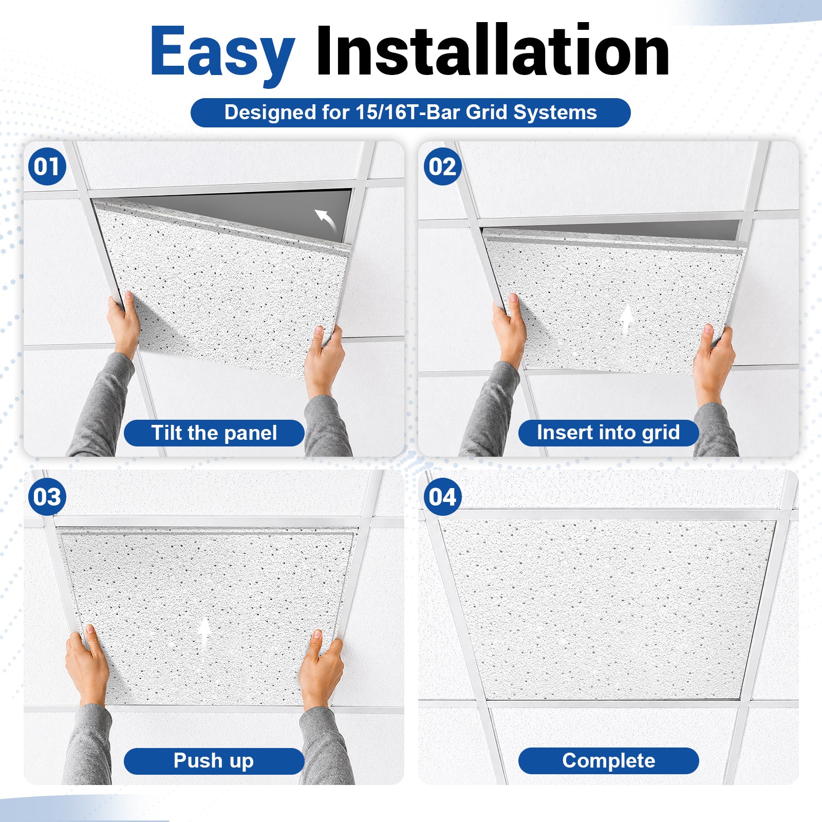 LooYee 16 PCS 2x2 FT Mineral Fiber White Acoustic Ceiling Tiles
