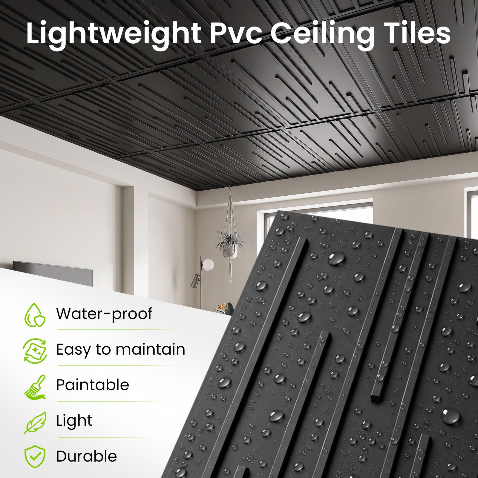 LooYee 24 PCS 2x4 FT PVC Multi-style 3D Decorative Ceiling Tiles