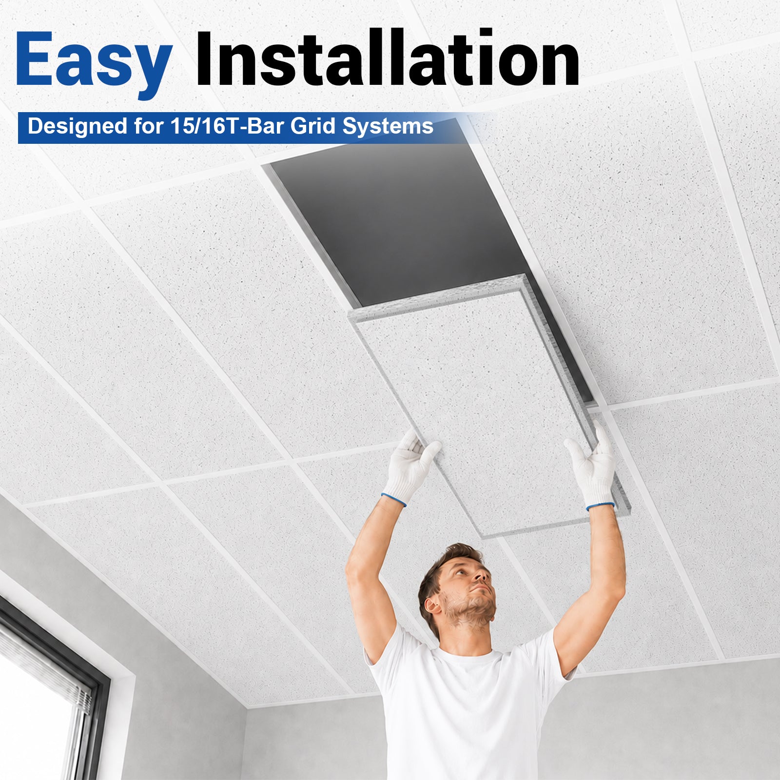 LooYee 10 PCS 2x4 FT Mineral Fiber White Acoustic Ceiling Tiles