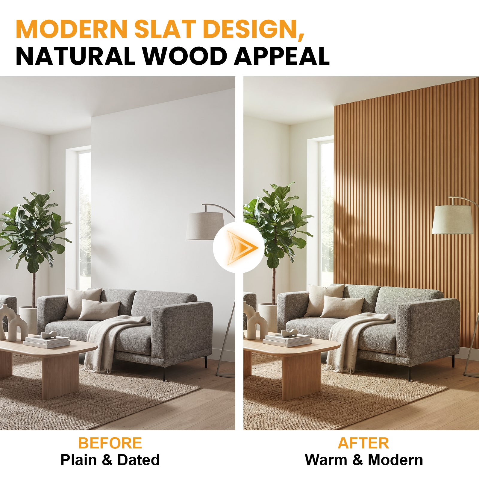 LooYee 10 Pack WPC Slat Wall panels 90.6 x 6 Inch Black/Teak Cover 38 Sq.Ft