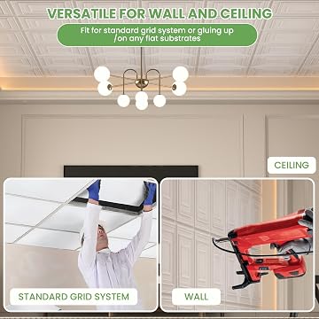 LooYee 24 PCS 2x2 FT PVC White 3D Decorative Drop Ceiling Tiles, Waterproof Washable, Cover 96 Sq.Ft