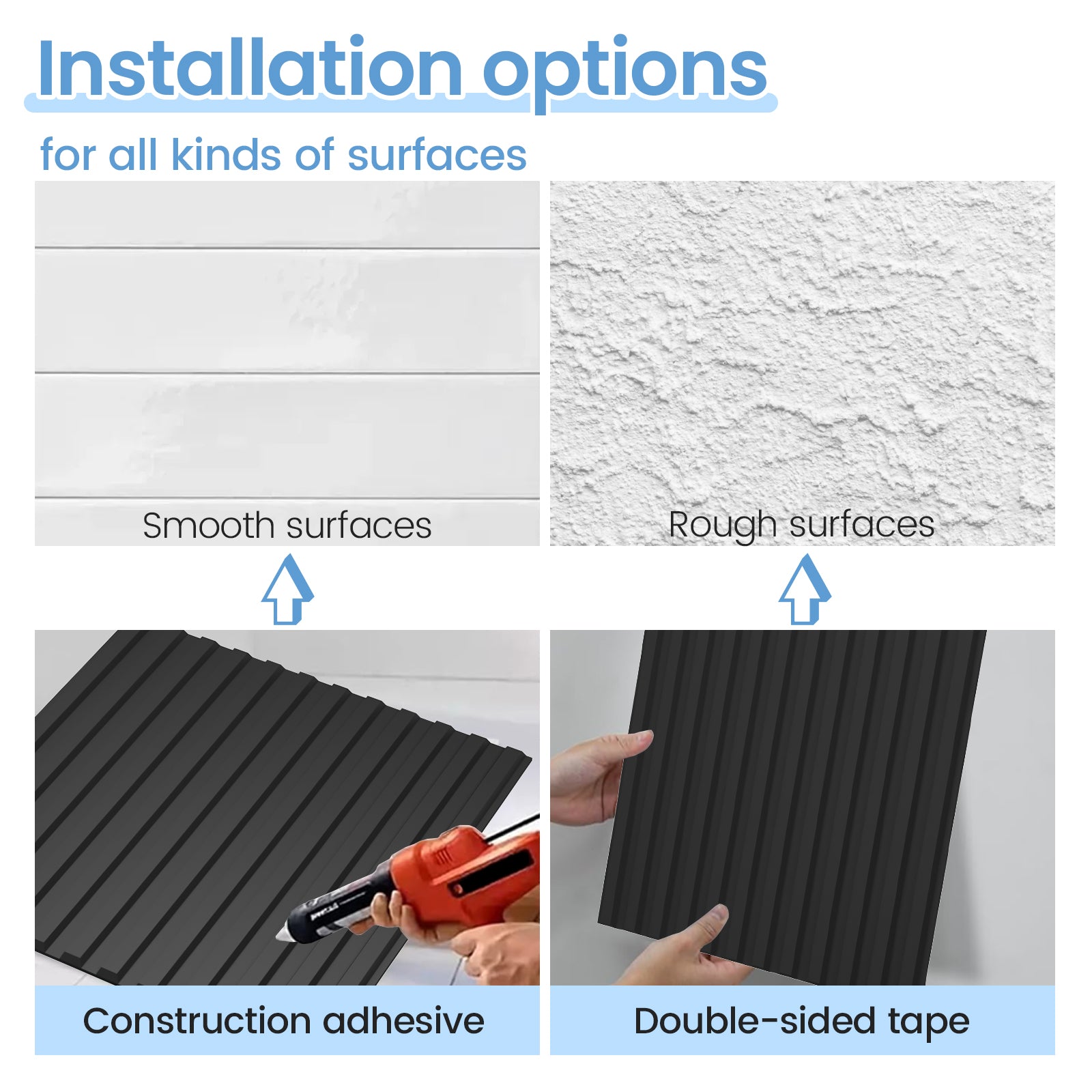 LooYee 24 PCS 19.7" x 19.7" Slat Wall Panel, 3D Fluted Textured Panel. - Black (64 sq. ft./Box)